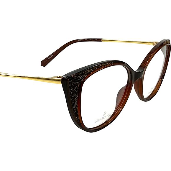 Swarovski SK5362 Womens Plastic Eyeglass Frame 048 Shiny Dark Brown 53-17